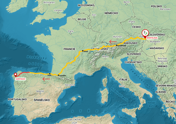 Fotografie pre 70-ročný otec 6 detí kráča z Bratislavy do Santiaga pre deti v Malawi